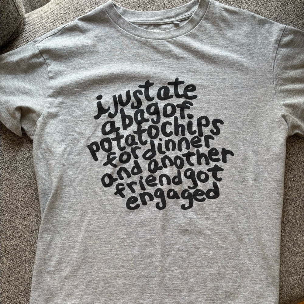 Uniqlo Gray T-Shirt with Fun Text Design